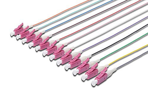 DIGITUS LWL Pigtails - 12 Stück - LC - Simplex - OM4 - Farbcode DIN IEC 304 - Fibre-Optic - Netzwerk-Technik - Länge 2m von DIGITUS