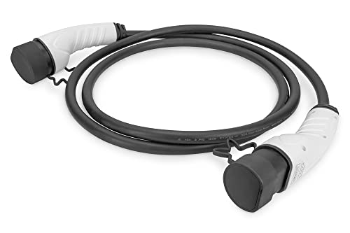 DIGITUS Mode 3 Ladekabel für Elektroautos & PHEV – 10 m – Typ 2 auf Typ 2 – 3-Phasig – 16 A – 11 kW – Schwarz von DIGITUS