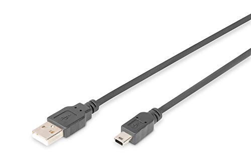 DIGITUS USB 2.0 Anschluss-Kabel - 1.8m - Verbindungs-Kabel von USB A auf mini USB B (5-Pin) - High-Speed 480 MBit/s von DIGITUS