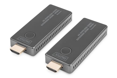 DIGITUS DS-55323 Wireless HDMI Extender – UHD 4K/30 Hz – 30 m Reichweite – Set: Sender & Empfänger – HDMI zu HDMI – Plug & Play – HDMI 2.0/1.4 & HDCP 2.2/1.4 von DIGITUS