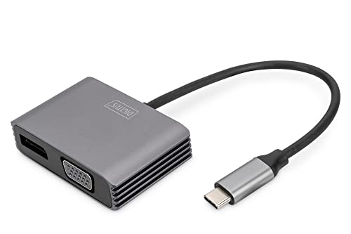 Digitus DA-70827 DisplayPort/RGB/USB-C® Adapter [1x USB-C® - 2X DisplayPort Buchse, VGA-Buchse von DIGITUS