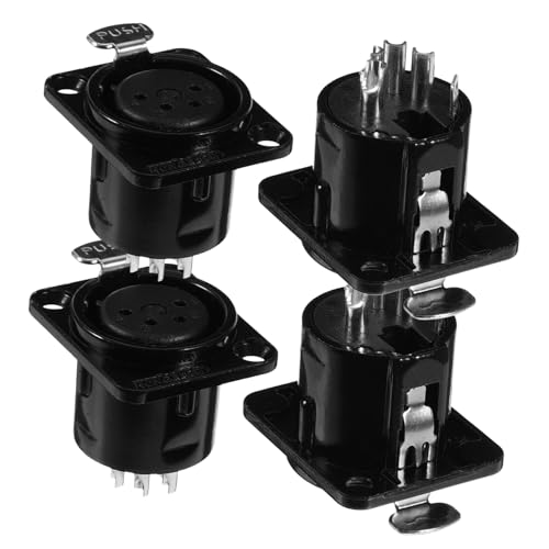 DIKACA Xlr Stecker 4er Set Xlr Mikrofon Panel Verbindung 4 Pin Xlr Buchse Audio Lautsprecher Schwarze Weibliche Xlr Anschlussdose Für Professionelle Anwendungen Adapter Für Mikrofon von DIKACA