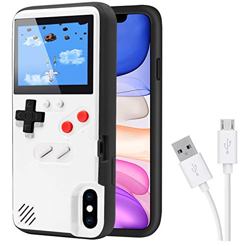 DIKKAR Game Case für iPhone, Retro-Schutzhülle mit Eigener Stromversorgung,36 Kleine Spiele,Farbdisplay,Videospieletui für iPhone 6Plus/6sPlus/7Plus/8Plus (Weiß) von DIKKAR