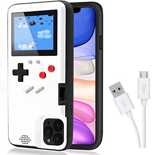 DIKKAR Game Case für iPhone, Retro-Schutzhülle mit Eigener Stromversorgung,36 lustige Minispiele,Farbdisplay,Videospieletui für iPhone 14 (Weiß) von DIKKAR