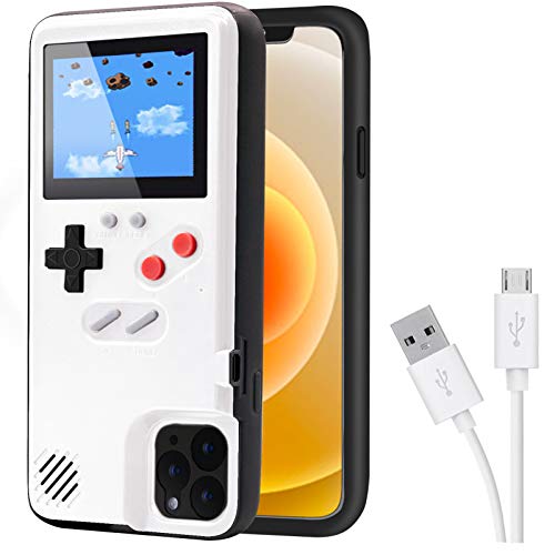 Game Case für iPhone,Dikkar Retro-Schutzhülle mit Eigener Stromversorgung,36 lustige Minispiele,Farbdisplay,Videospieletui für iPhone 14 Pro (Weiß) von DIKKAR