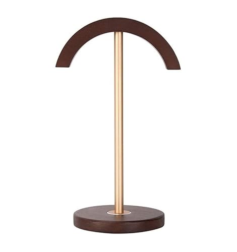 Kopfhörerständer Kopfhörerhalter Kopfhörerständer, Headset-Halter, Holz-Aluminium-Headset-Ständer, Schreibtisch-Ausstellungsregal, Kopfhörerhalter Headset Ständer Kopfhörer Ständer(Walnut+Gold) von DIKNAC