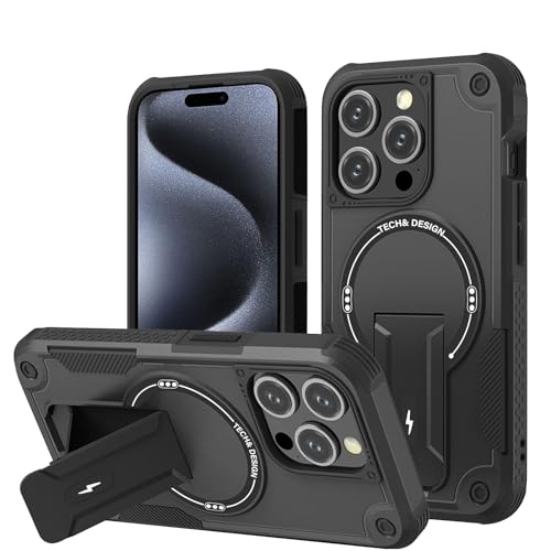 DIMIYER Panzerhülle für iPhone 15 Pro Hülle mit Ständer, Heavy Duty Schutzhülle für iPhone 15 Pro Hülle, Ganzkörper Militärischer Robust Stoßfest Handyhülle für iPhone 15 Pro Case, 6,1 Zoll von DIMIYER