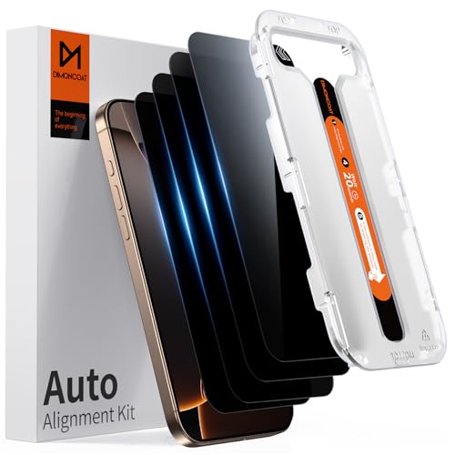 DIMONCOAT 4-PACK Sichtschutz Panzerglas Kompatibel mit iPhone 16 Pro Max [Automatisches Kalibrierungs-Kit] [10X Militärschutz] TOP 9H+ Anti Spy Schutzfolie für iPhone 16 Pro Max 6.9 Zoll, Null Blase von DIMONCOAT