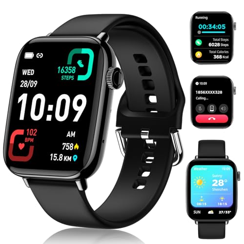 Smartwatch für Herren Damen - Anrufe annehmen/tätigen | 4,9 cm Smartwatch | SpO2 Herzfrequenz-Schlafmonitor | Schrittzähler Fitnessuhr | 120+ Sport-Aktivitätstracker | IP68 | Smartwatches für Android von DINGBIU