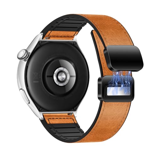 DINGK Armband für Huawei Watch GT 3 46mm Band Leder & Weiches Silikon Sport Ersatzarmband Atmungsaktives Verstellbarer Lederarmband Kompatibel mit Huawei Watch GT 3 46mm Band (12) von DINGK