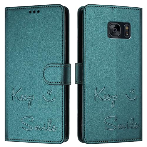 Hülle Kompatibel mit Samsung Galaxy S7 Handyhülle Lächeln Muster PU Leder Flip Wallet Hülle für Samsung S7 Schutzhülle für Männer Frauen Stoßfest Case Kompatibel mit Galaxy S7 Case (3) von DINGK