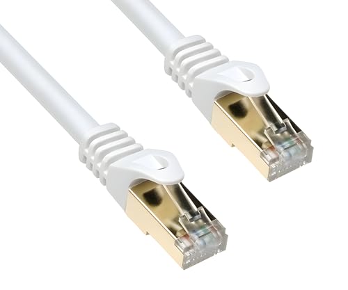 DINIC Cat.7 Premium Patchkabel 10 Gb LAN Kabel, Netzwerk-Kabel S/FTP, LSZH Ethernet-Kabel (Weiß, 15,00m) von DINIC