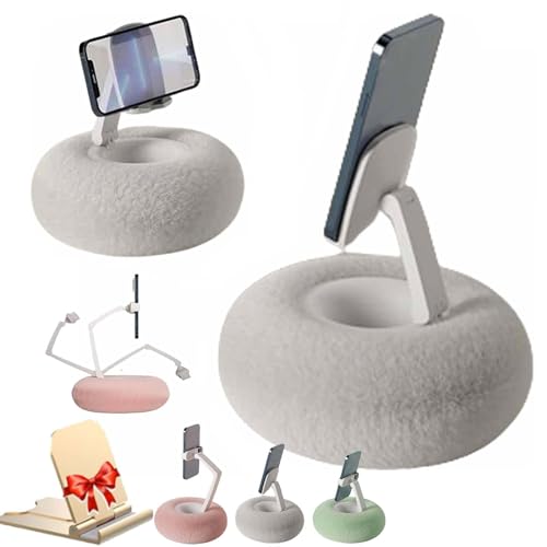 DINNIWIKL Kindle Pillow Stand, Fuzzy Bowl Kindle Holder Pillow, Tablet Pillow Stand, 360°Highly Adjustable Cute Plush Pillow Phone Holder for Bed with Soft Plush Fabric (2pcs,A-Gray) von DINNIWIKL