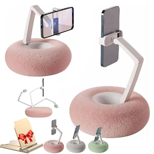 DINNIWIKL Kindle Pillow Stand, Fuzzy Bowl Kindle Holder Pillow, Tablet Pillow Stand, 360°Highly Adjustable Cute Plush Pillow Phone Holder for Bed with Soft Plush Fabric (2pcs,C-Pink) von DINNIWIKL