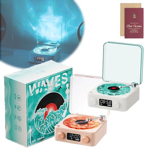 The Waves Vinyl Player, Waves Vinyl Bluetooth Speaker, 2024 New Bluetooth Vinyl Record Player Waves, Wave Vinyl Record Player with Adjustable Lights for Bedroom, Office, Party (2PCS-1) von DINNIWIKL