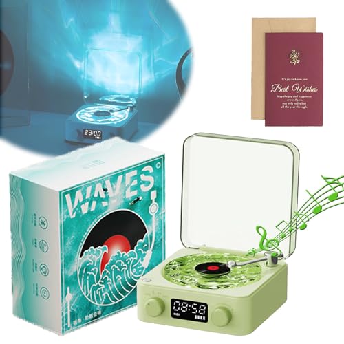 The Waves Vinyl Player, Waves Vinyl Bluetooth Speaker, 2024 New Bluetooth Vinyl Record Player Waves, Wave Vinyl Record Player with Adjustable Lights for Bedroom, Office, Party (Green) von DINNIWIKL