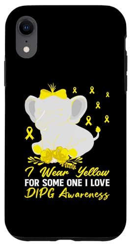 Hülle für iPhone XR DIPG Awareness I Wear Gelbes Ribbon Halstuch Love Elefant von DIPG Awareness products (Lwaka)