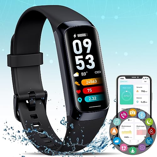Fitness Activity Tracker, 2024 Smartwatch mit Blutdruckmessgerät Herzfrequenz & Schlafmonitor IP67 Wasserdicht Schritt Kalorienzähler Schrittzähler Gesundheit Fitness Uhr für Android iOS Telefon von DIRECTO
