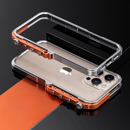 DISXKAER Handyhülle für Phone 16 Pro Max, Hülle Dünne Schutzhülle Metall Case Mechanisches Schraubknopf-Design, Militärischer Schockschutz mit gehärteter Glaslinsenfolie (iPhone 16pro,Silber) von DISXKAER