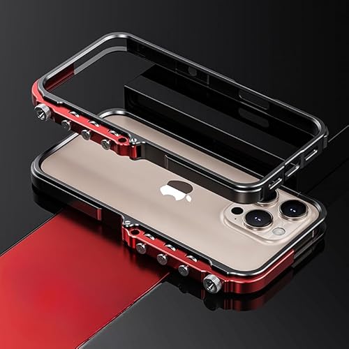 DISXKAER Hülle für Phone 15 Pro Max, Hülle Dünne Schutzhülle Metall Bumper Case Mechanisches Schraubknopf-Design, Militärischer Schockschutz, mit gehärteter Glaslinsenfolie (iPhone 15,Schwarz) von DISXKAER