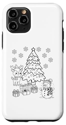 Hülle für iPhone 11 Pro Frohe Weihnachtsbaum Schneemann Weihnachten DIY Kinder Färbung von DIY Printables Coloring Shirts For Girls and Boys