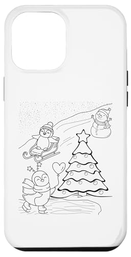 Hülle für iPhone 12 Pro Max Frohe Weihnachtsbaum Schneemann Pinguin Weihnachten DIY Kinder Färbung von DIY Printables Coloring Shirts For Girls and Boys