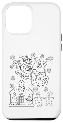 Hülle für iPhone 12 Pro Max Merry Christmas Santa Claus Rendeer XMAS DIY Kinder Färbung von DIY Printables Coloring Shirts For Girls and Boys