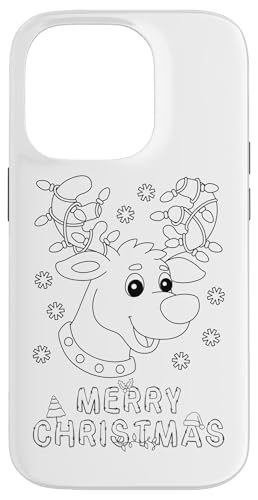 Hülle für iPhone 14 Pro Frohe Weihnachten Rendeer Lichterkette Weihnachten DIY Kinder Färbung von DIY Printables Coloring Shirts For Girls and Boys