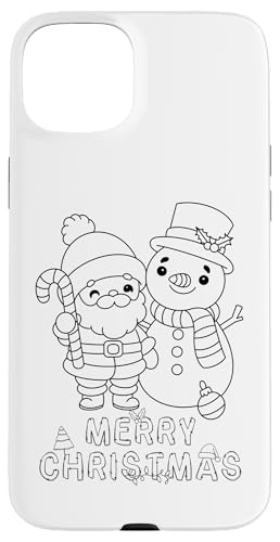 Hülle für iPhone 15 Plus Frohe Weihnachten Weihnachtsmann Schneemann Weihnachten DIY Kinder Färbung von DIY Printables Coloring Shirts For Girls and Boys