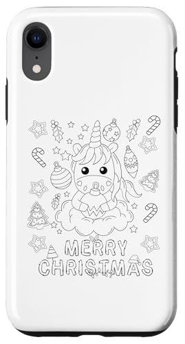 Hülle für iPhone XR Frohe Weihnachten Einhorn Ornamente Weihnachten DIY Kinder Färbung von DIY Printables Coloring Shirts For Girls and Boys