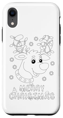 Hülle für iPhone XR Frohe Weihnachten Rendeer Lichterkette Weihnachten DIY Kinder Färbung von DIY Printables Coloring Shirts For Girls and Boys