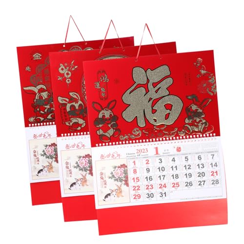 DIYEAH 1 Satz Jahr Des Hasenkalenders Monddekoration Hängender Mondjahreskalender 2023 Chinesischer Traditionskalender Hasenjahreskalender Mondkalenderanhänger Bürokalender von DIYEAH