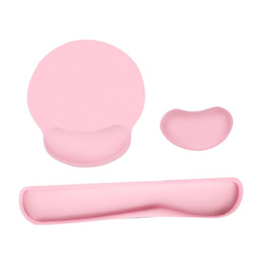 DIYEAH 1 Satz Mousepad Dreiteiliges Set Tastatur-mauspad Mauspad Für Laptop Computer-pad Klaviatur Memory-foam-pad Gaming-handgelenkauflage Handgelenkstütze Cartoon-pad Gummi Rosa von DIYEAH