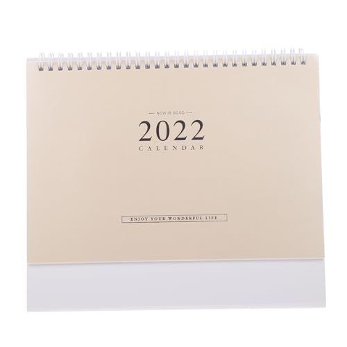 DIYEAH 1Stk Tischkalender 2022 Tischkalender 2024 Stand Flip Kalender-Desktop Wandkalender tischkalender basteln schreibtischkalender Note-Coil-Kalender Schulkalender Papier Beige von DIYEAH