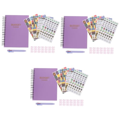 DIYEAH 3St Spulenplanbuch Schulplaner Budgetplaner Budgetierung Budget-Planer-Aufkleber finanziell notizbuch schuler notebooke tiarys spiralblock Planer mit Spiralbindung Papier Violett von DIYEAH