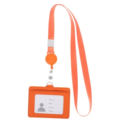 DIYEAH Kartenhalter Mit Lanyard Lanyards Kartenausweis Hülle Id Hold Vertikal Lederausweise Abzeichenhalter Leder Einstellbarer Lederausweis Lederausweis Abzeichen Rollen Clip von DIYEAH