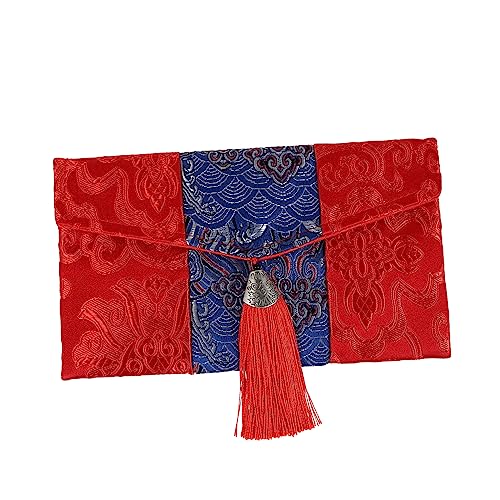 DIYEAH Stoff Roter Umschlag Wiederverwendbare Tasche Schlanke Geldbörse Für Frauen Asiatisch Hoisin Soße Beutetasche Beutel Chinesisch Rot Favorisieren Kartenumschläge Taschen Blue von DIYEAH