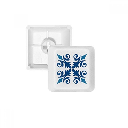 DIYthinker Marokko dekorative Blumen-Blau-Muster PBT Keycaps für mechanische Tastatur Weiß OEM Keine Markierung drucken von DIYthinker