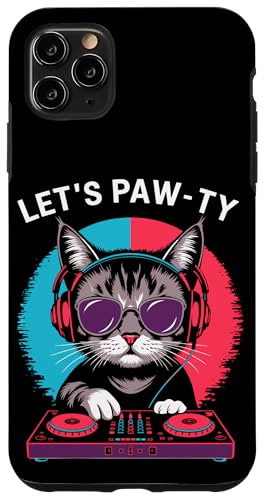 Hülle für iPhone 11 Pro Max Let's Paw-Ty Cat DJ-Kopfhörer Cool Vibe Cat Lover von DJ Cat Music Disco Vibes