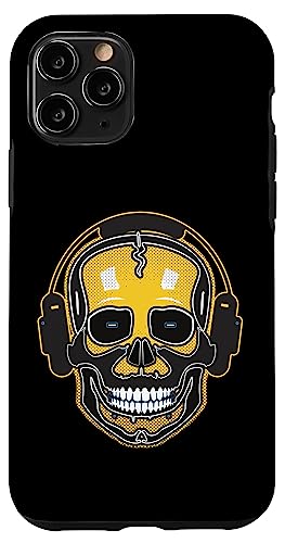 Hülle für iPhone 11 Pro Schädel DJ mit Kopfhörern Musikliebhaber Musikproduzenten von DJ Skull Apparel.