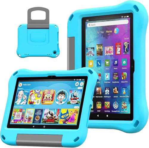 DJ&RPPQ 8 inch Tablet Schutzhülle für Kinder,Schutzhülle für Tablets mit 8 und 8 Plus 2022/2020,stoßfester Griff und Ständer.(Nicht kompatibel mit iPad,Samsung). (Light Blue) von DJ&RPPQ