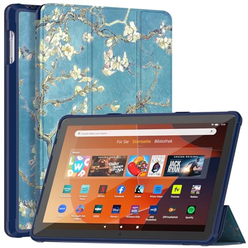 Schutzhülle für 25,7 cm (10,1 Zoll) Tablet, PU-Leder, intelligent, inkompatibel mit TCL Nokia, Samsung DJ&RPPQ Dual Angle Stand-Cover mit automatischer Wake-/Sleep-Funktion, Blüte von DJ&RPPQ