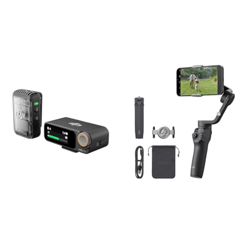 DJI Mic 2 (1 Sender + 1 Empfänger), kabelloses Mikrofon & Osmo Mobile 6 Gimbal-Stabilisator für Smartphones, 3-Achsen-Handy von DJI