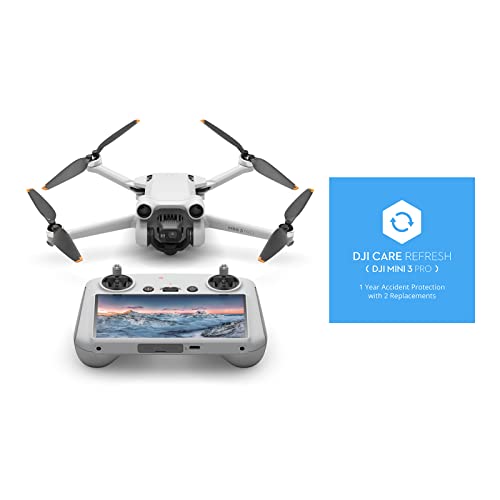 DJI Mini 3 Pro (DJI Smart RC Version) inkl. Care Refresh 1-Jahres-Schutzpaket, leichte faltbare Kameradrohne mit 4K/60fps Video, 48MP, 34min Flugzeit, unter 249g, Drohne für anspruchsvolle Anfänger von DJI