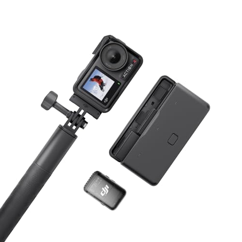 DJI Osmo Action 4 Adventure-Combo + DJI Mic 2-Sender (Schattenschwarz), Vlogging-Kamera mit 1/1,3-Zoll-Sensor, 360 ° HorizonSteady, Mikrofon für kristallklare Stimmen, Windschutz von DJI