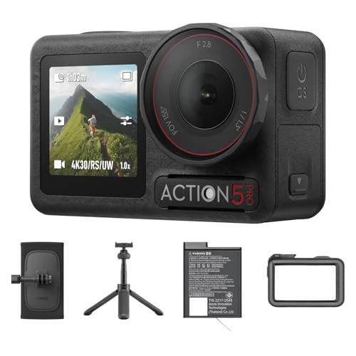 DJI Osmo Action 5 Pro Hiking Combo, Action-Kamera 4K mit revolutionärer Bildqualität, 1/1,3"-Sensor, OLED-Touchscreens, Mic Verbindung, Minikamera ideal für Wandern, Reisen, Vlog von DJI