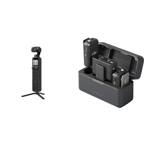 DJI Pocket 2 Creator Combo - 3-Achsen-Hand-Gimbal-Stabilisator mit 4K-Kamera & Mic (2 Sender + 1 Empfänger + Ladeschale), Lavalier-Funkmikrofon von DJI