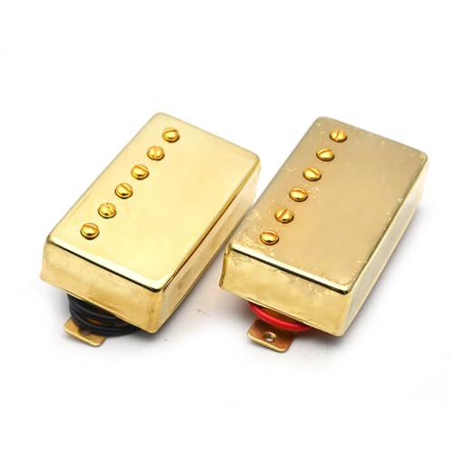 Geeignet für sechssaitige LP-E-Gitarre Doppelspulen-Tonabnehmer halbgeschlossener Kupferschalen-Tonabnehmer einreihige Brücke Tonabnehmer Playing Accessories(Gold) von DJYUIOT