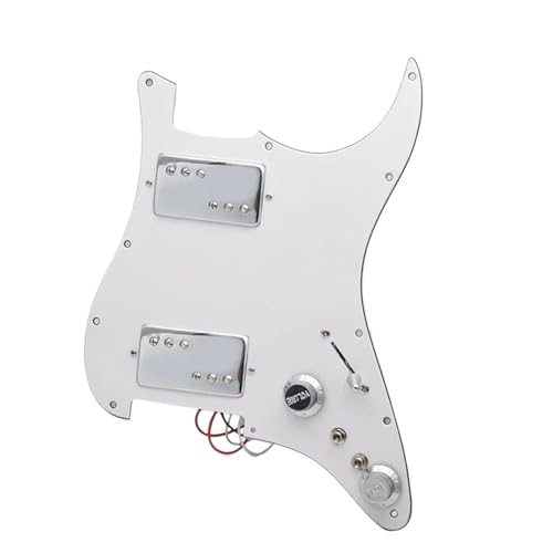 Messingabdeckung zwei Humbucker-Spulen geteiltes Schlagbrett E-Gitarren-Tonabnehmer HH-Schlagbrett LP-Stil Humbucker geladen vorverkabelte Schlagplatte Schlagbrett-Tonabnehmer-Kit von DJYUIOT