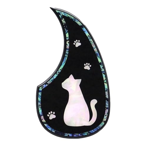 Pickguard Scratch Plate Gitarren-Schlagbrett Kratzbrett Wassertropfen-Dekoration Zelluloid und Epoxidharz 40 41 Zoll für Akustikgitarre(1R Clear Black Cat) von DJYUIOT